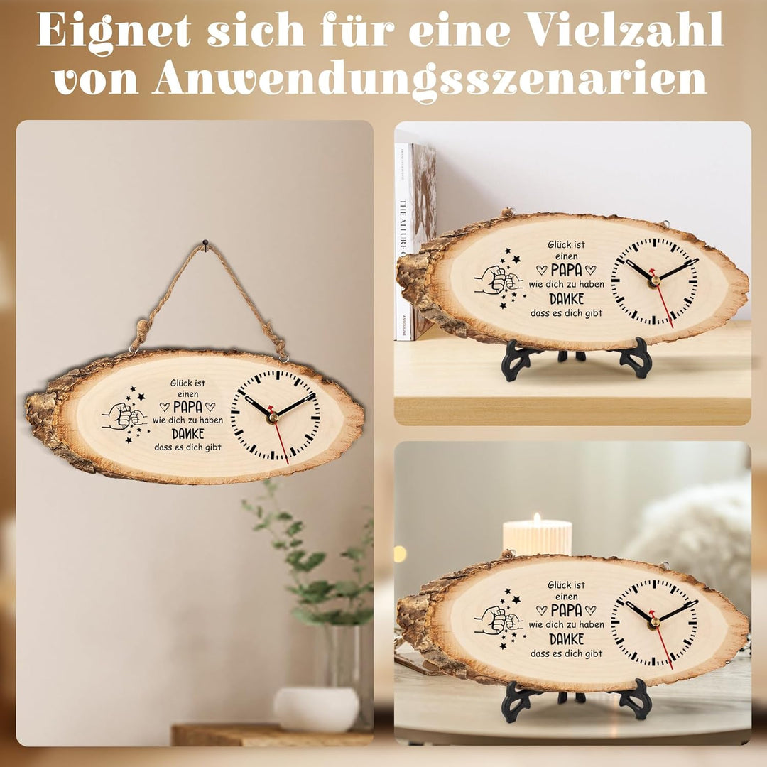 KAAYEE Papa Geschenk, Holzuhr Geschenke für Papa zum Vatertag Geburtstag Valentinstag Ostern, Bester