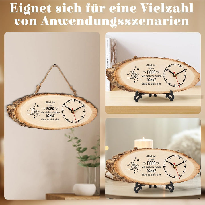 KAAYEE Papa Geschenk, Holzuhr Geschenke für Papa zum Vatertag Geburtstag Valentinstag Ostern, Bester