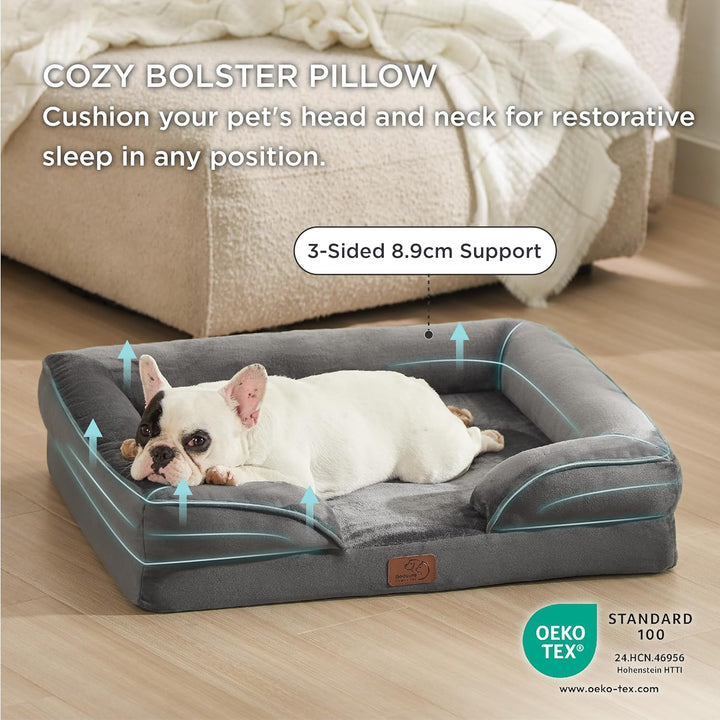 BEDSURE orthopädisches Hundebett Ergonomisches Hundesofa - 71x58 cm Hundecouch mit eierförmiger Kist