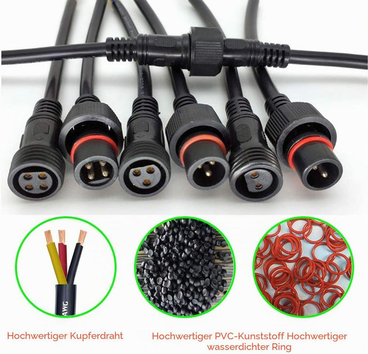 3pin wasserdichte Anschlüsse,Male Female Plug LED Steckverbinder, 3Pin 3Core Waterproof IP68 Steckve