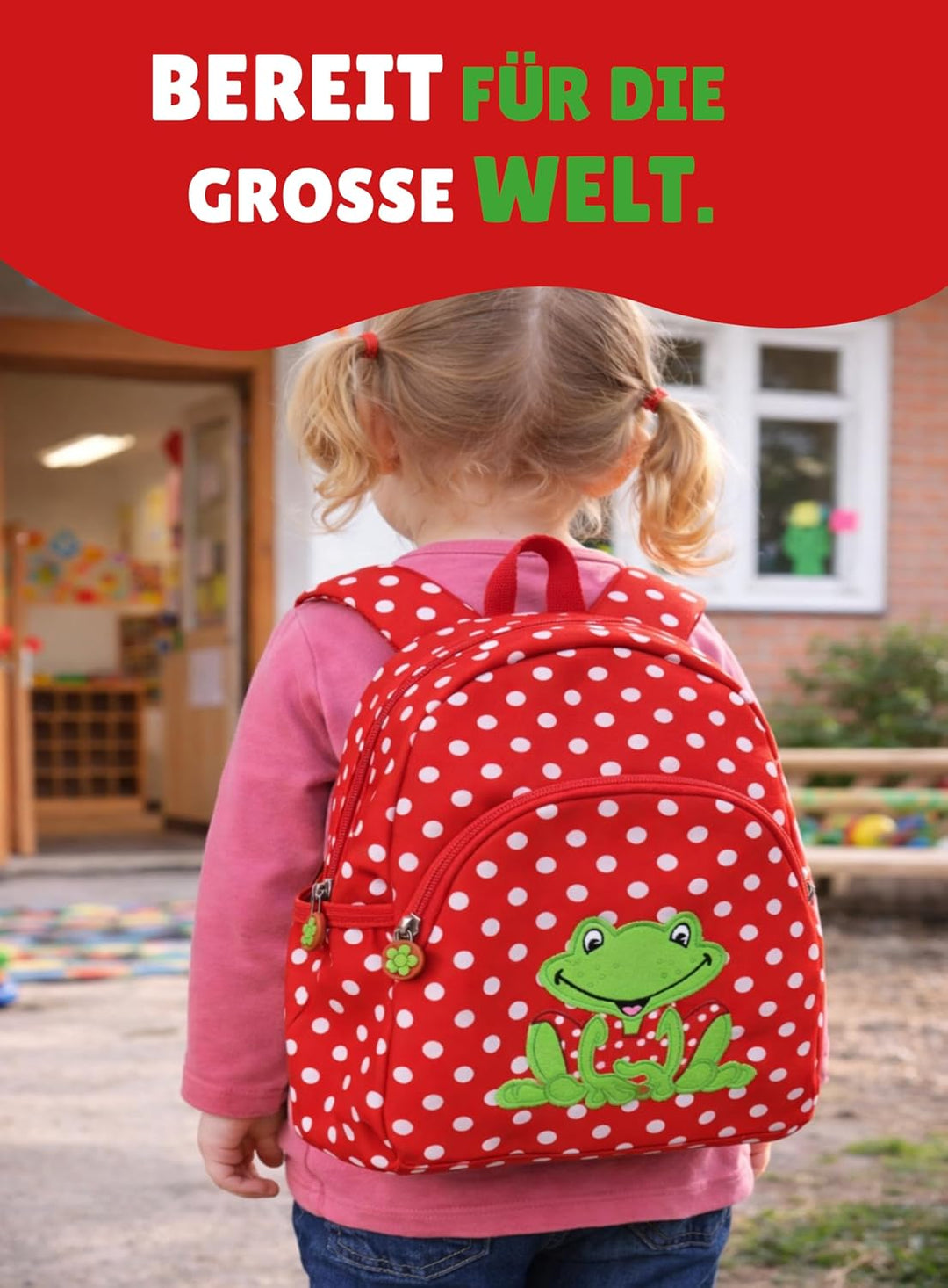Spiegelburg Kindergarten Rucksack Set 4tlg. mit Turnbeutel, Brotdose und Trinkflasche Fröhliche Tupf