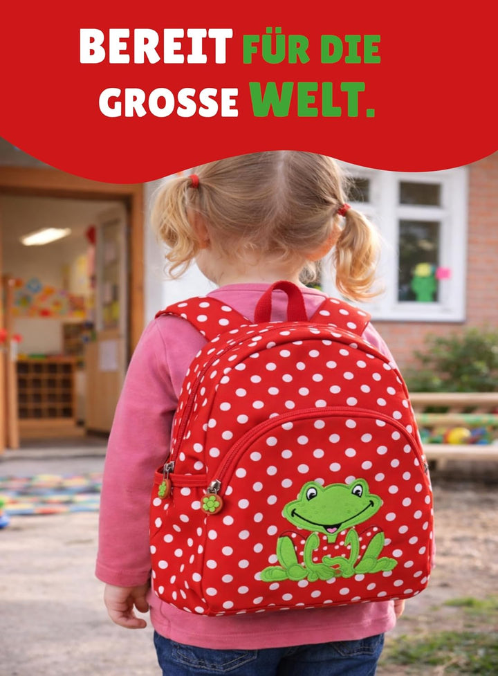 Spiegelburg Kindergarten Rucksack Set 4tlg. mit Turnbeutel, Brotdose und Trinkflasche Fröhliche Tupf