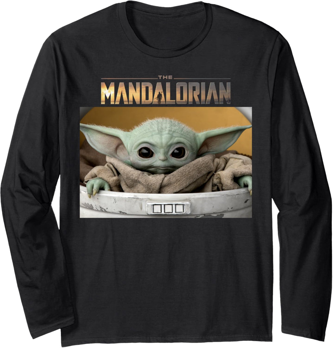 Star Wars The Mandalorian The Child Logo Portrait Panel Langarmshirt