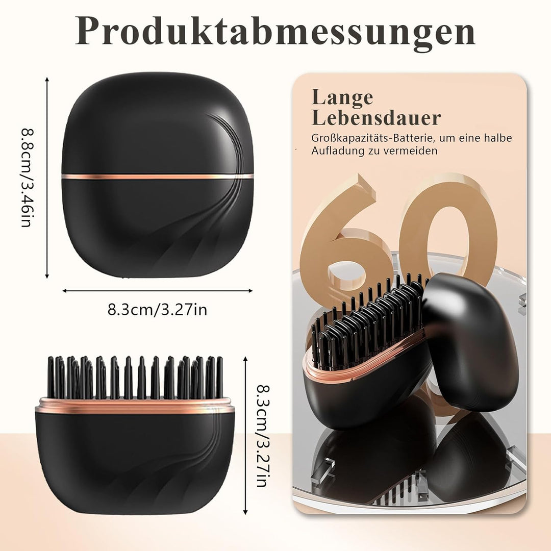 Mini-Glätteisen Kabellos, Wiederaufladbare Tragbare Glättbürste, 3-stufige Temperaturregelung,10-Sek