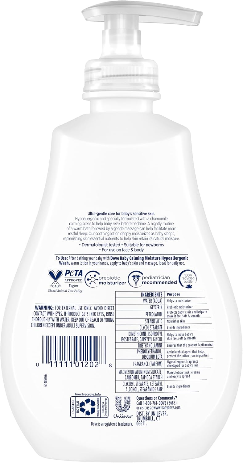 Baby Dove Sensitive Skin Care Baby Lotion für eine beruhigende Duftlotion, beruhigende Feuchtigkeit,