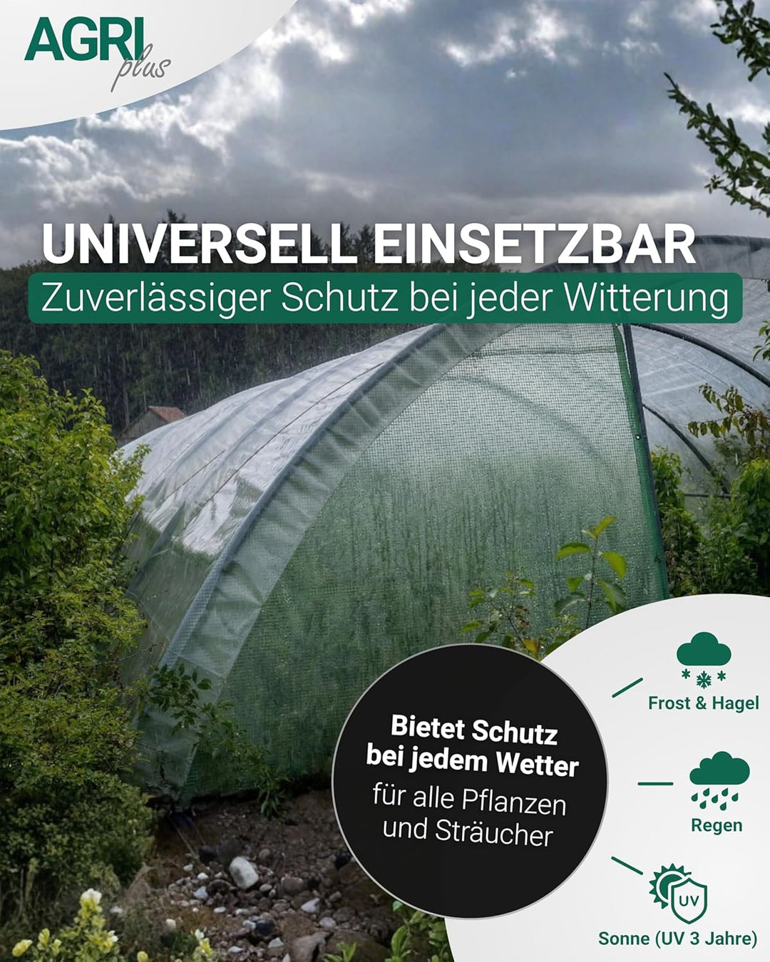AGRI plus Gitterfolie 2 x 8 m I Stabile 250 g/m² Gewebeplane mit Nagelrand I Transparente & reissfes
