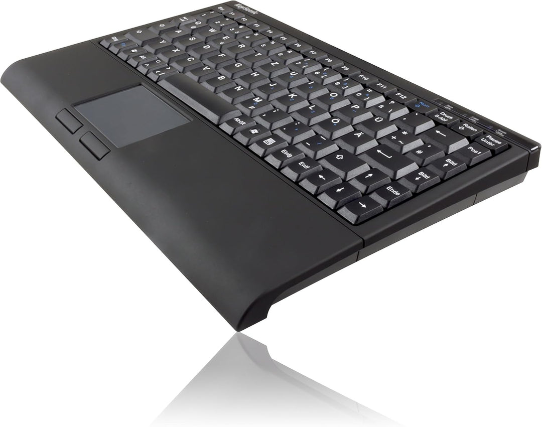 KeySonic USB Tastatur mit Touchpad, USB Kabel (2 m), kompaktes Layout, integriertes Nummernfeld, Sof