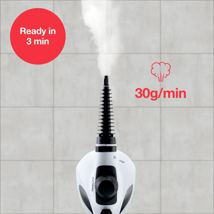 Solac LV1301 Steam Jet 2.0 Tragbarer Dampfreiniger, Weiss, 1050 W