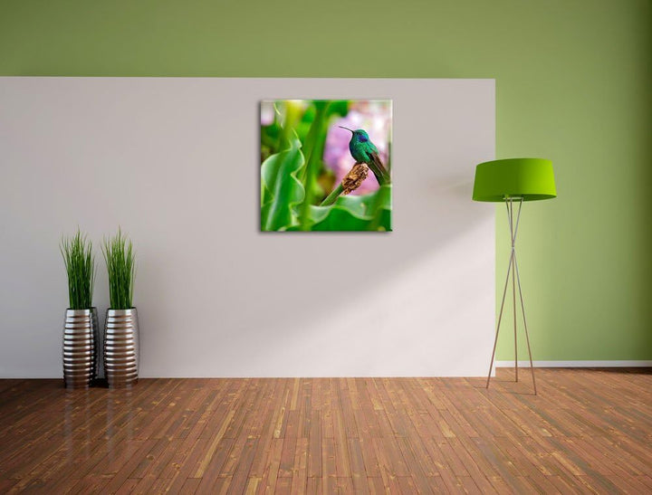 Pixxprint Kolibri in seinem natürlichen Lebensraum, Format: 70x70 auf Leinwand, 70x70