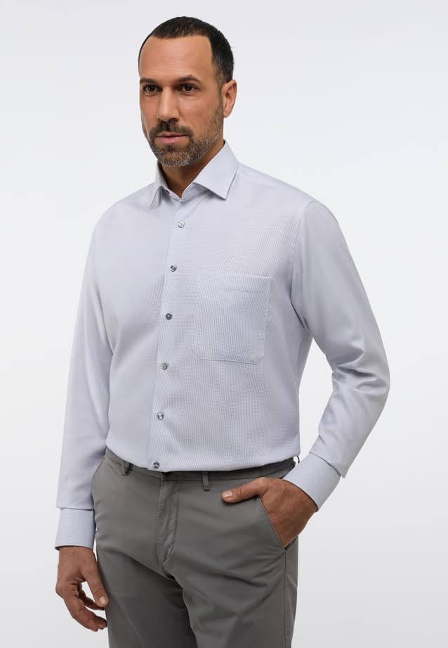 ETERNA Comfort Fit Hemd Langarm New Kent Kragen Muster rot 42 Grau, 42 Grau