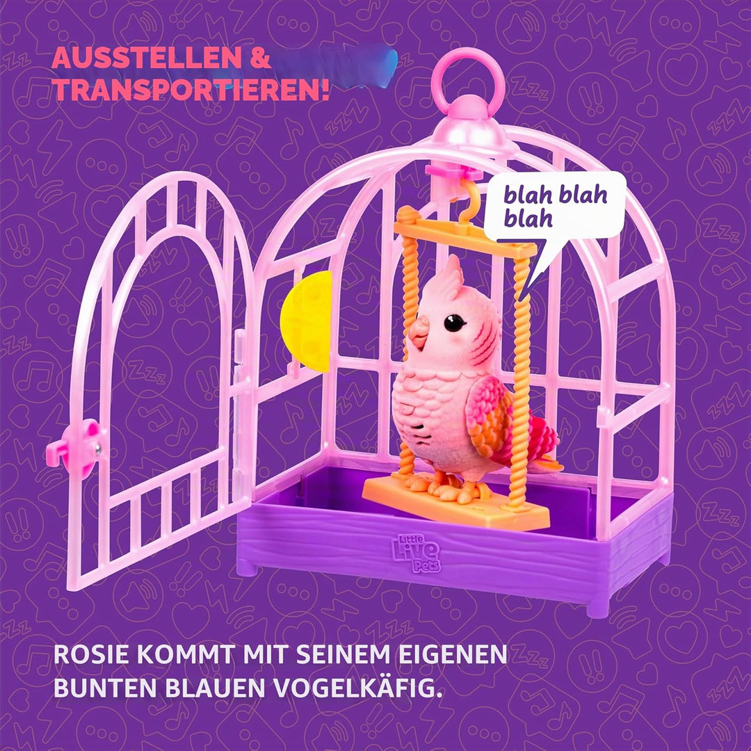 Little Live Pets My Really Real Bird & Cage – Rosie, Interaktives, realistisches Vögelchen, Über 20