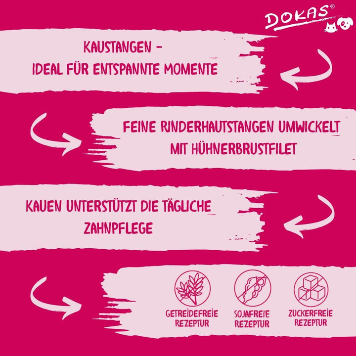 DOKAS Kaustange – Getreidefreier Premium Kausnack für Hunde 9 x 200g | 200g ( 9er Pack ) Single, Sin