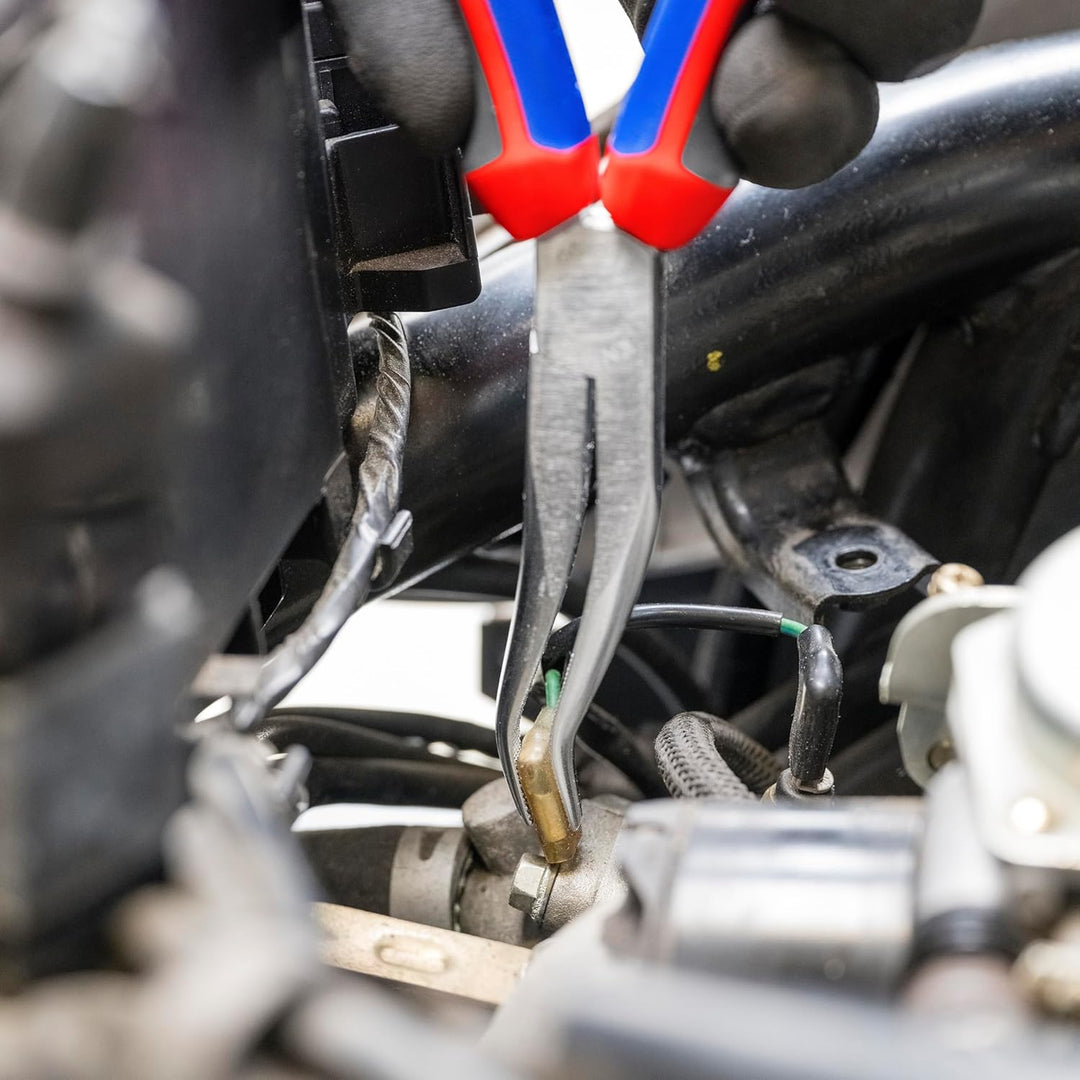 Knipex Mechanikerzange verchromt, mit Mehrkomponenten-Hüllen 200 mm 38 35 200 gekröpfte, flach-runde