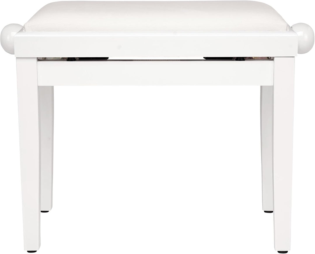 Classic Cantabile Pianobank Weiss-Hochglanz (Höhenverstellbar von 47-56cm, Spindelmechanik, Sitzfläc
