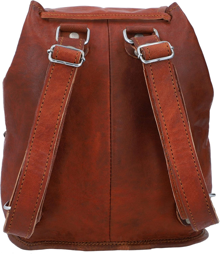 Gusti Cityrucksack Leder - Lena kleiner Rucksack Vintage Braun Leder Damen