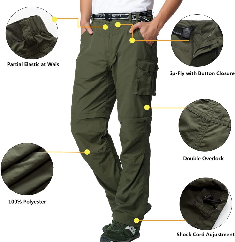 JOMLUN Herren Wanderhose Zip Off Trekkinghose Outdoorhose Leichte Atmungsaktiv Schnell Trockend Abne
