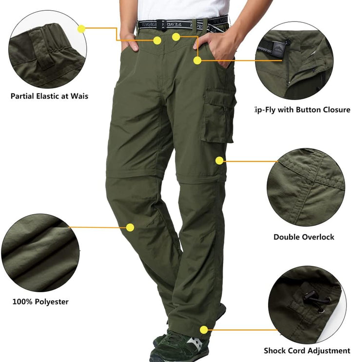 JOMLUN Herren Wanderhose Zip Off Trekkinghose Outdoorhose Leichte Atmungsaktiv Schnell Trockend Abne