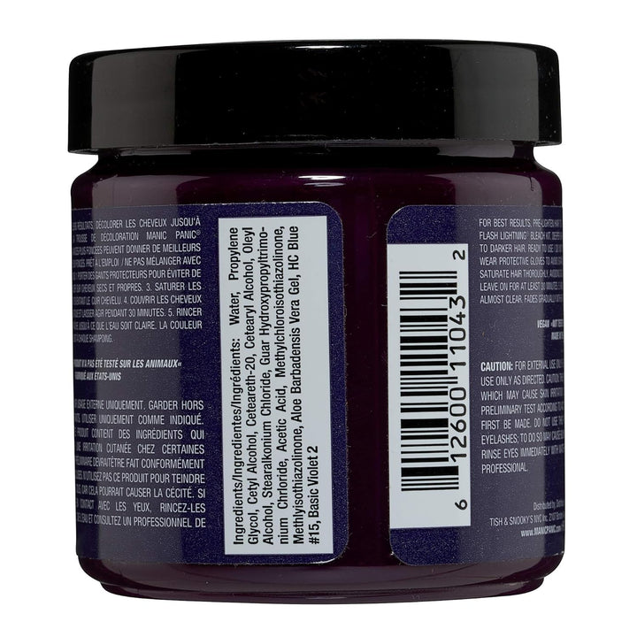 Manic Panic Violet Night Classic Creme, Vegan, Cruelty Free, Purple Semi Permanent Hair Dye 118ml Vi