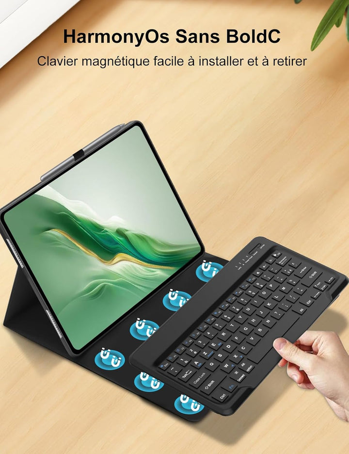 FOGARI Tastatur für Honor MagicPad 2 WiFi Tablet 12,3 Zoll 2024, AZERTY Französische AZERTY-Tastatur