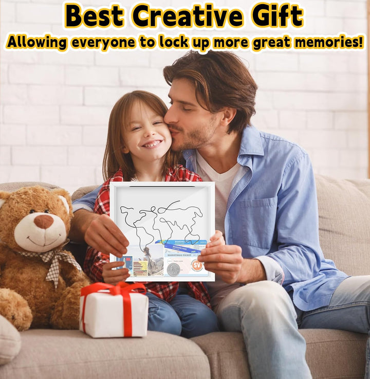 3D Bilderrahmen zum Befüllen 30x30cm, Reise Abenteuer Archivbox, 3D Objektrahmen Tiefer 5cm, Tiefer