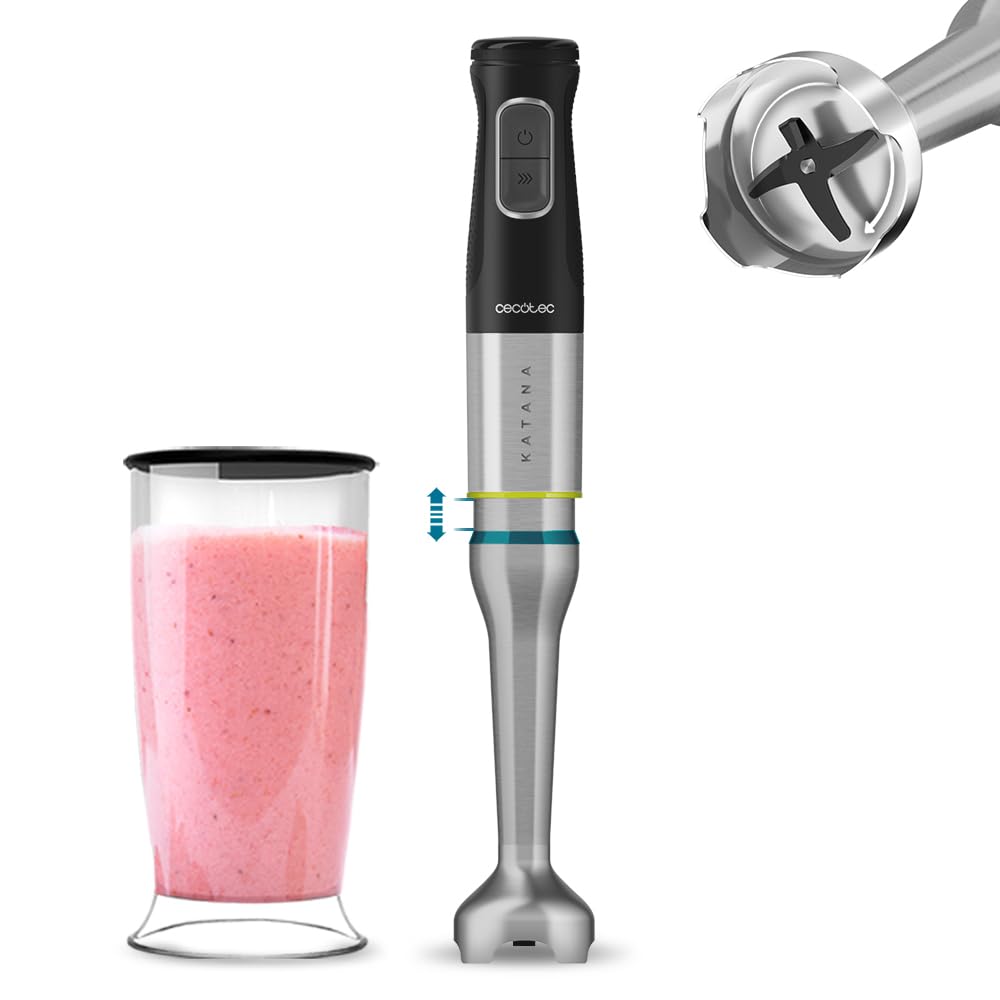 Cecotec Stabmixer Katana TotalDestroy 1200XL GY. 1200 W, 21 Geschwindigkeiten und Turbo, 4 Klingen m