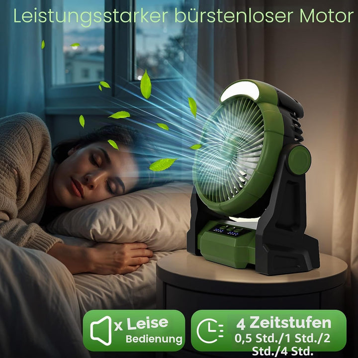 Camping Ventilator mit Akku,15000mAh Ventilator mit Camping Licht &amp; Haken,Wiederaufladbarer Tischven