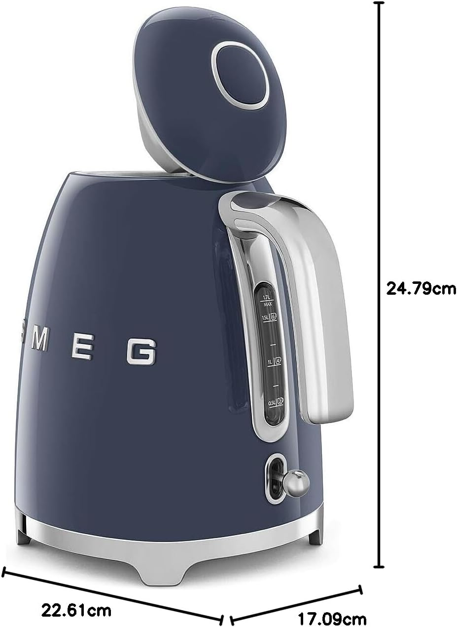 Smeg, KLF03NBEU 1.7L Wasserkocher, Soft-Opening-Kannenverschluss, Herausnehmbarer Anti-Kalkfilter au