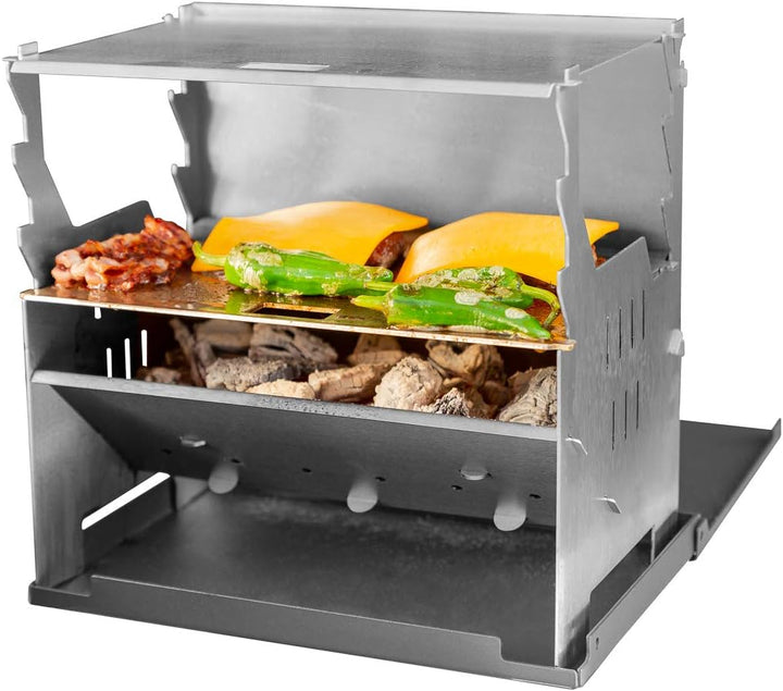 FENNEK Plancha Platte | Zubehör für den mobilen und steckbaren Holzkohle-Grill aus Edelstahl für Cam
