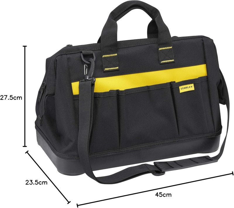 Stanley Werkzeugtasche (44,7 x 27,5 x 23,5 cm, robuster Kunststoffboden, verstärkte Ecken, stabiles