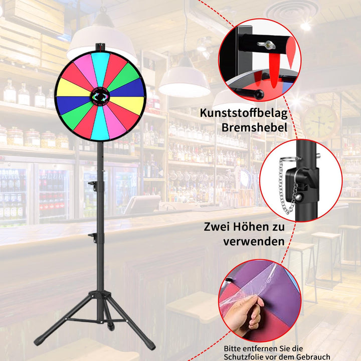 Glücksrad zum Drehen, Drehrad Höhenverstellbar Roulette-Spinner des Glücks, mit Trocken Abwischbarem