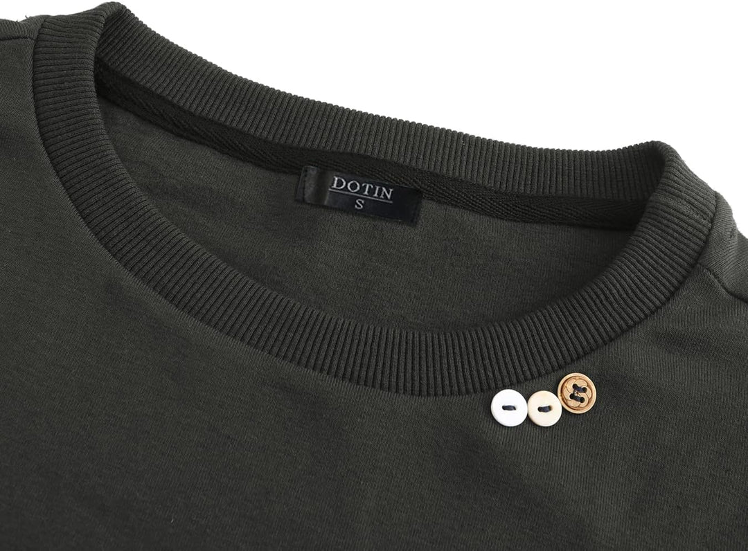 DOTIN Damen Sweatkleid Langarm Sweatshirt Pulloverkleid Herbst Hoodie Kleider Lässiges Jumper Tops S