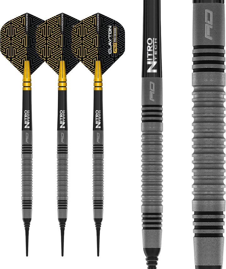RED DRAGON Jonny Clayton Oxide Auflage Premium Tungsten Darts Set mit Flights und Stielen 18.0 Gramm