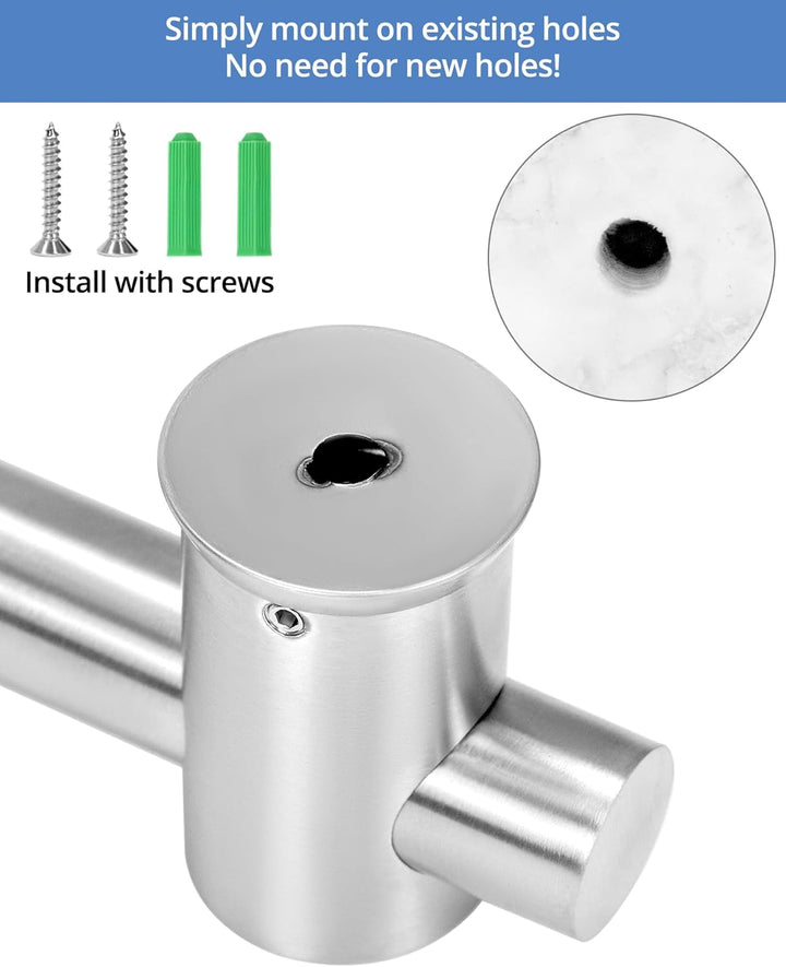 QWORK® 66cm Duschstange mit Flexibler Duschkopfhalterung - Edelstahl SUS 304 - Gebürstetes Finish -