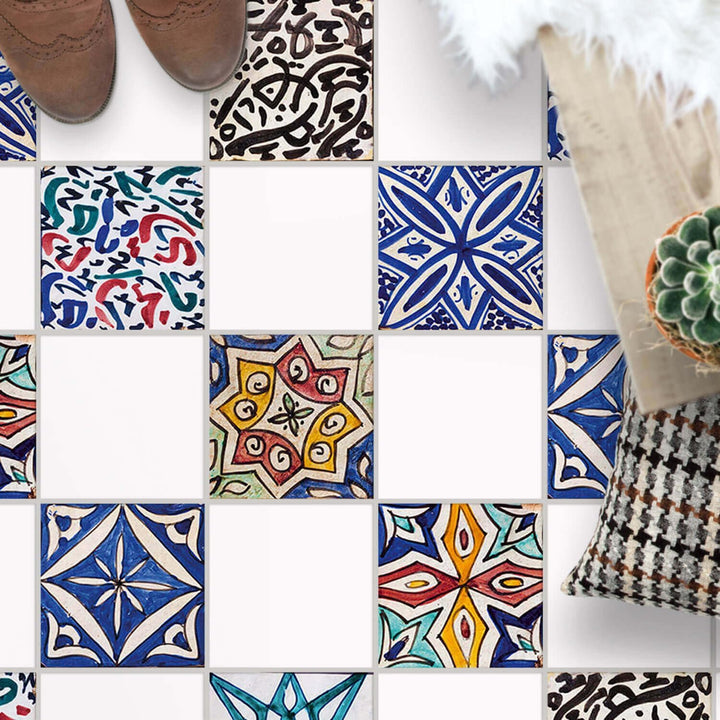 PVC Klebe-Fliesen für - [ Boden Fliesen ] - Aufkleber Folie Sticker für Boden-Fliesen - Küche oder B