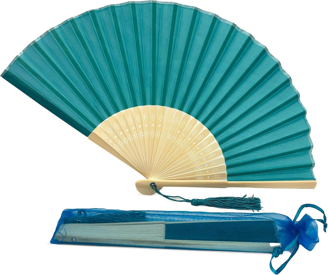 FANSOF.Fans Packung mit 10 Seide Stoff Fan mit Einer Quaste Grade A Bambus Rippen Hochzeit Party Gef