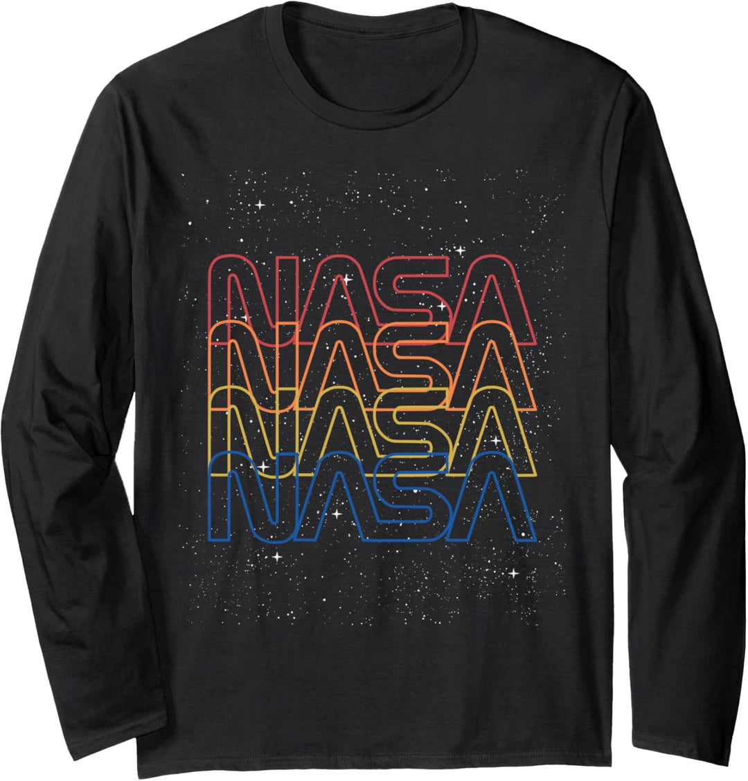 NASA Neon Space Logo Color Fade Poster Langarmshirt