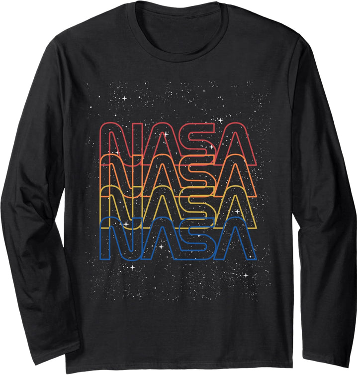 NASA Neon Space Logo Color Fade Poster Langarmshirt