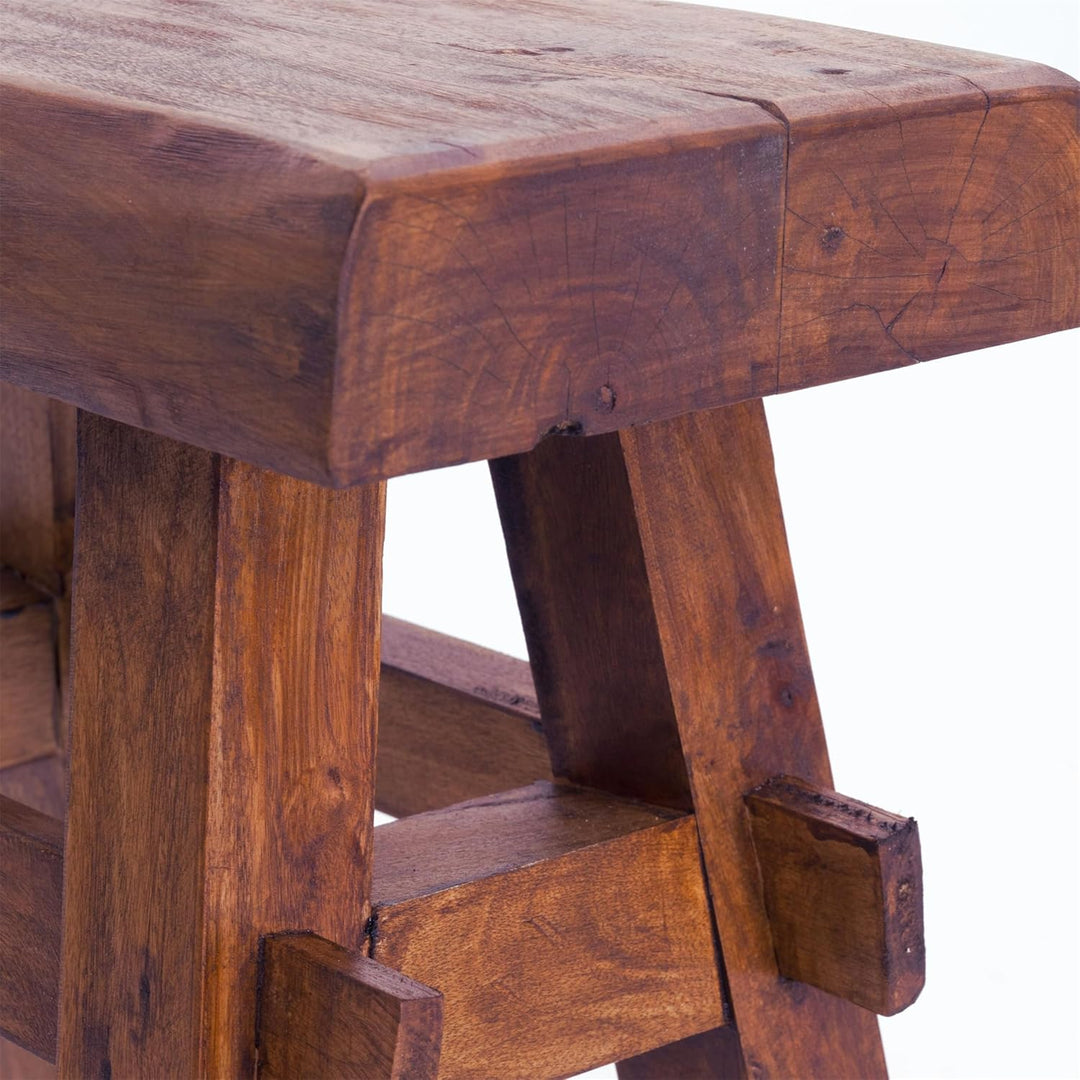 DESIGN DELIGHTS RUSTIKALER Holz HOCKER Vintage 40" | Recycling Hartholz, 43x45x27 cm (HxBxT) | Sitzh