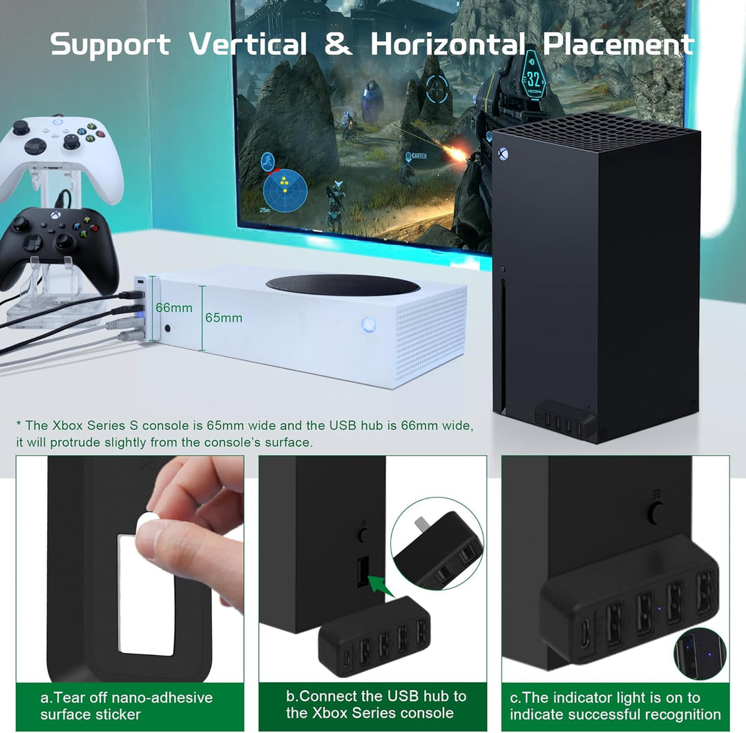 Joso USB-Hub mit 5 Anschlüssen für die Xbox-Serie, Hochgeschwindigkeits-USB-Anschluss ExpanderAdapte
