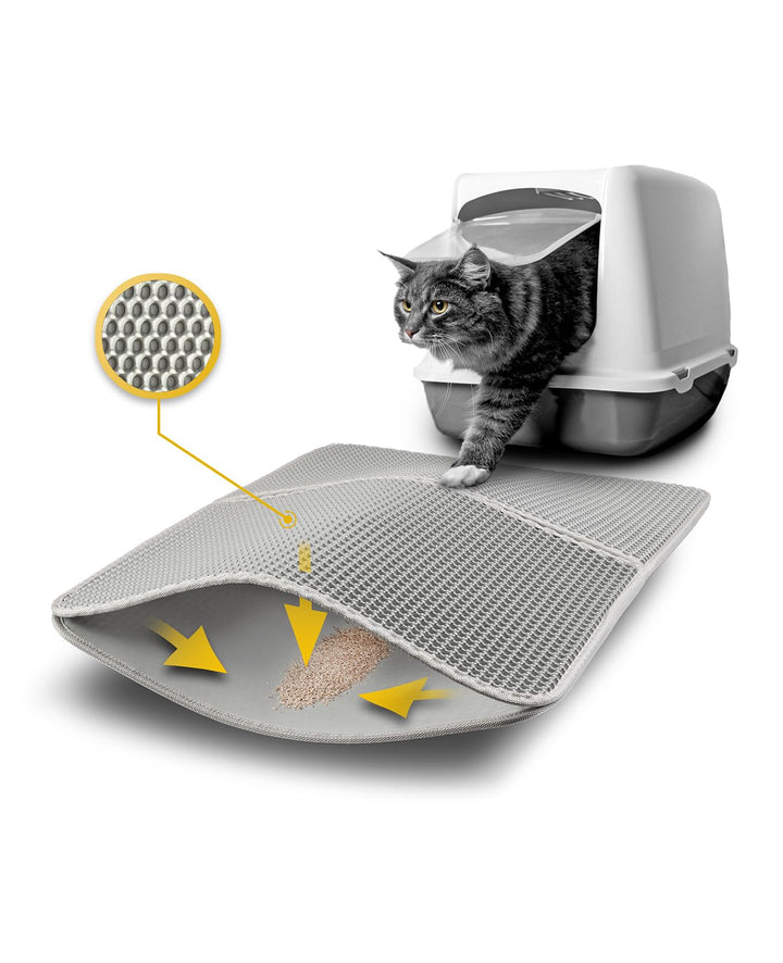 lionto Katzenstreumatte für Katzentoilette mit Anti-Rutsch-Beschichtung, 76x61x1,3 cm, Katzenklomatt