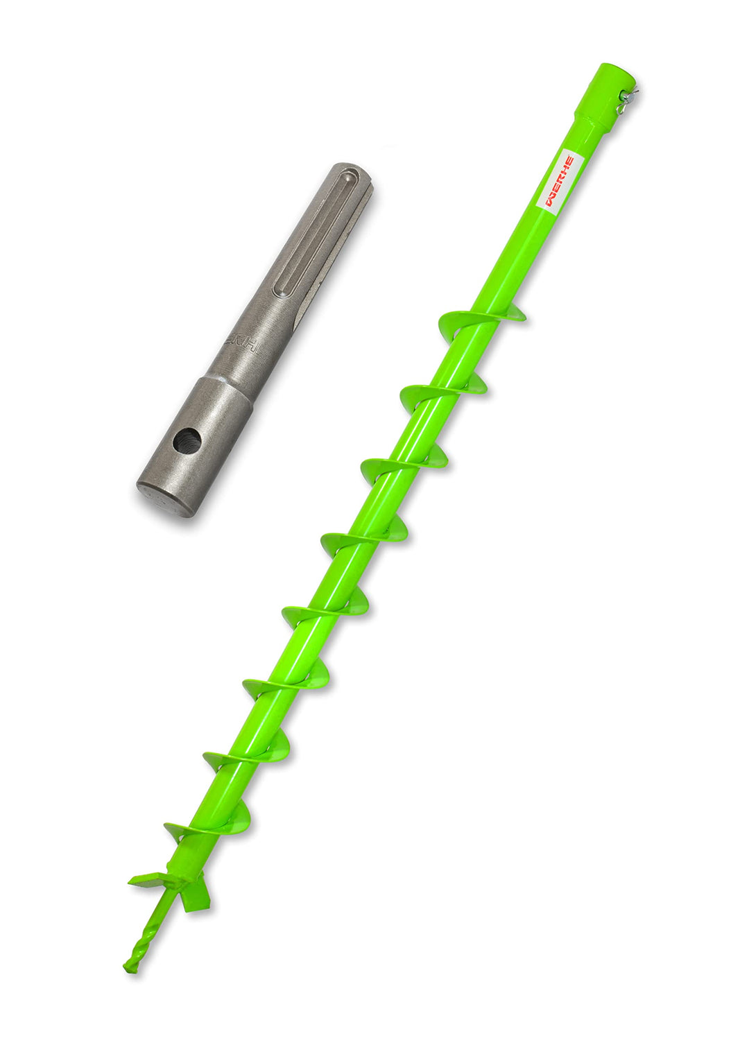 WERHE® Profi Bohrer VollStahl, Erdbohrer für bohrmaschine 60 mm extrem robust mit SDS Max Adapter -