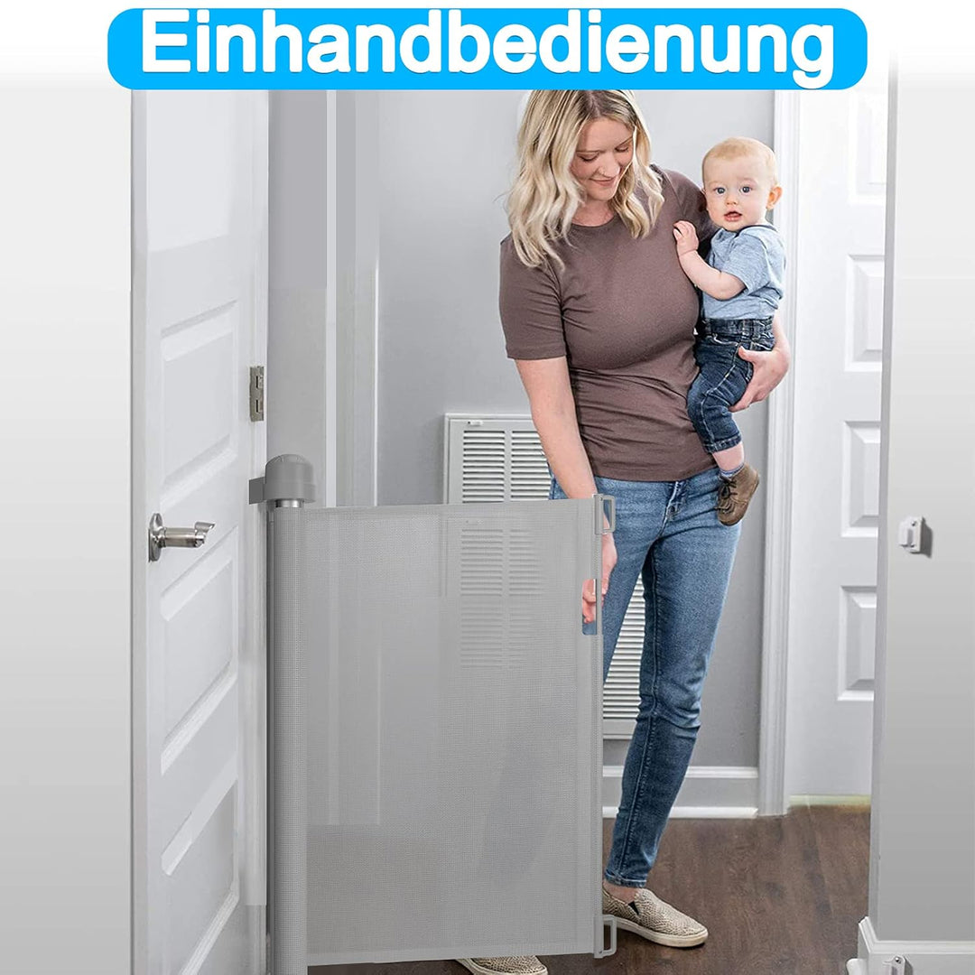 Froadp PVC Türschutzgitter, Ausziehbar Baby Treppengitter für Kinder und Haustiere, Einziehbares Tre