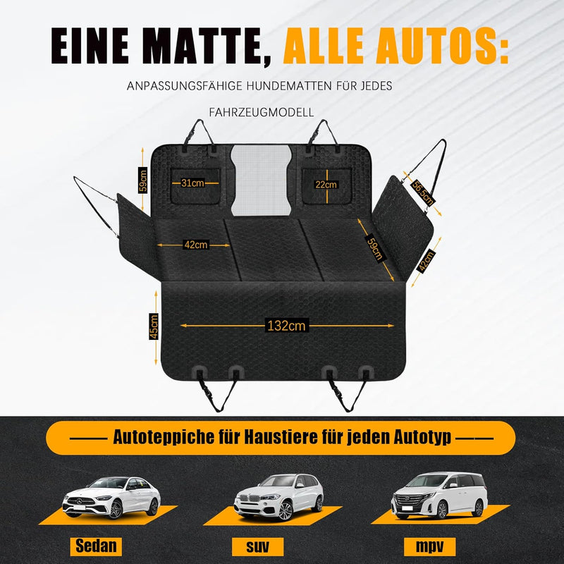 INSMEER Hundesitzbezug Autoschondecke mit Harter Unterseite, Kratzfest&rutschfest Hundedecke, 163x13