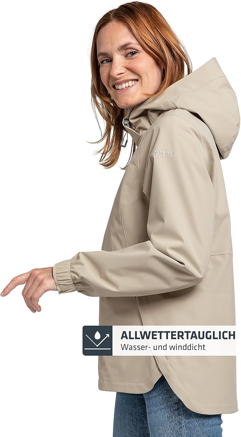 Schöffel Damen Jacket Lausanne L, Funktionsjacke mit Kapuze, wasserdichte Übergangsjacke mit Pack-Aw