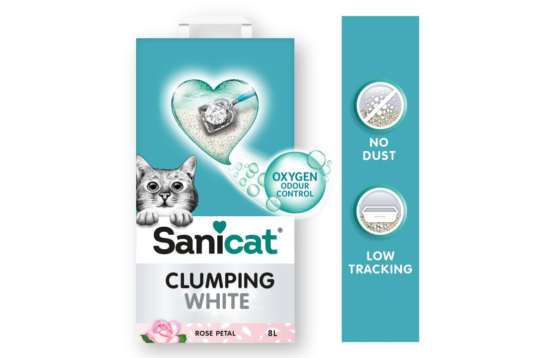 Sanicat – Weisse Klumpstreu – mit Duft von Rosenblättern | Hergestellt aus natürlichen Mineralien mi