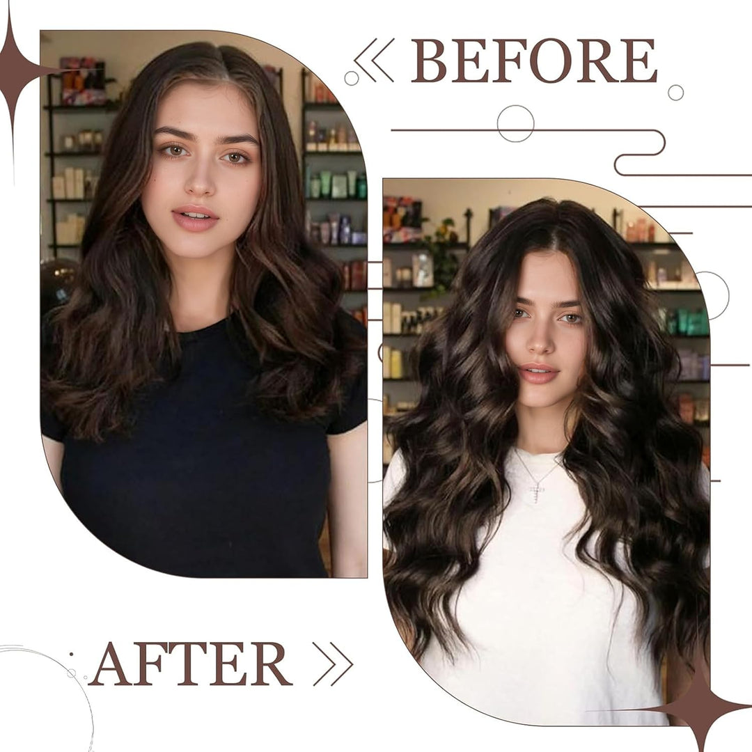 Hetto Braun Clip in Extensions Echthaar Remy Extensions Clip in Echthaar Dunkelstes Braun Extensions