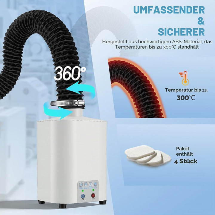 Lötrauchabsaugung 50W Desktop Absauger 128 m³/h, 3-Stufen-Filtersystem mit Aktivkohle+HEPA, Kompakte