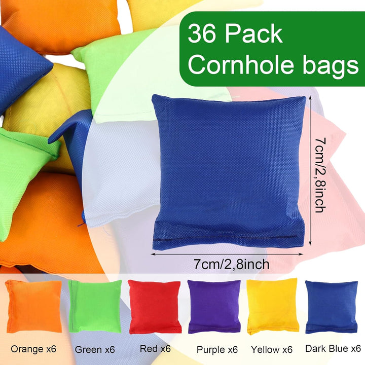 36 Stück Cornhole Säckchen, 6 Farben Wurfsäckchen, 7 x 7cm Nylon Sitzsack Werfen, Cornhole Sitzsack-