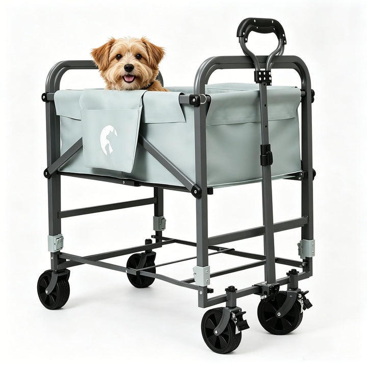 Faltbare erhöhte Badewanne für Hunde und Katzen, Wagen aus Eisen, PVC, Höhe verstellbar 83,5 – 105 c