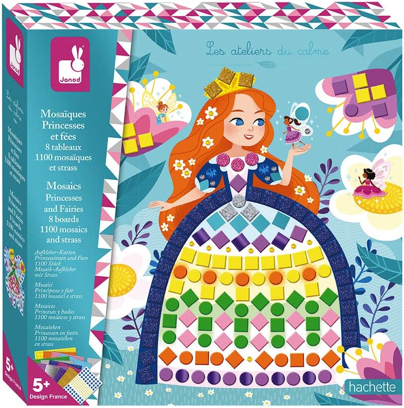 Janod - Mosaik-Set Prinzessinnen und Feen - Les Ateliers du Calme - Set für kreative Freizeitbeschäf